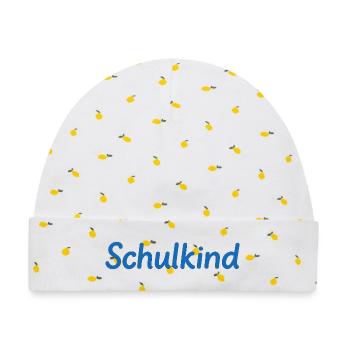 Schulkind - Baby Premium Organic Mütze - Weiß/Zitronengelb - Vorne