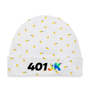 401JK Regenbogen Gradient - Baby Premium Organic Mütze - Weiß/Zitronengelb - Vorne