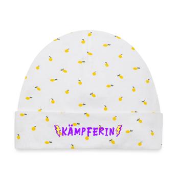 Kämpferin - Glücksbringer - positive Vibes - Baby Premium Organic Mütze - Weiß/Zitronengelb - Vorne