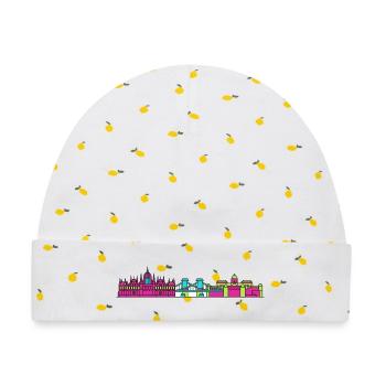 Budapester Stadtskyline-Parlament: Moderne Kunst - Baby Premium Organic Mütze - Weiß/Zitronengelb - Vorne