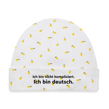 Ich bin nicht kompliziert – ich bin Deutsch - Baby Premium Organic Mütze - Weiß/Zitronengelb - Vorne