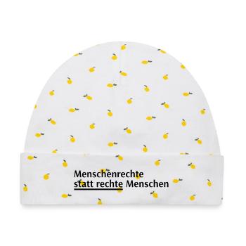 Menschenrechte Spruch Block - Baby Premium Organic Mütze - Weiß/Zitronengelb - Vorne