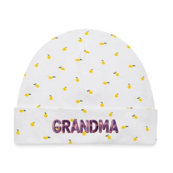 Grandma Patchwork Vintage Family Love - Baby Premium Organic Mütze - Weiß/Zitronengelb - Vorne