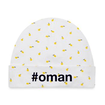 Oman Hashtag - Baby Premium Organic Mütze - Weiß/Zitronengelb - Vorne