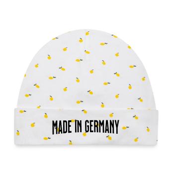 Made in Germany - Baby Premium Organic Mütze - Weiß/Zitronengelb - Vorne