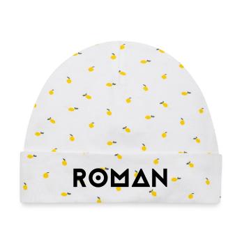 Vorname Roman - Baby Premium Organic Mütze - Weiß/Zitronengelb - Vorne