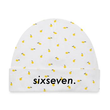 Six-seven - Baby Premium Organic Mütze - Weiß/Zitronengelb - Vorne