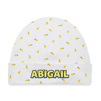 Abigail – Handgezeichnete Typografie - Baby Premium Organic Mütze - Weiß/Zitronengelb - Vorne