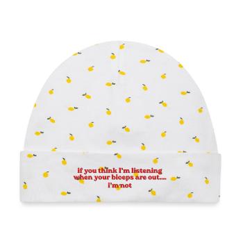 If You Think I’m Listening - Baby Premium Organic Mütze - Weiß/Zitronengelb - Vorne