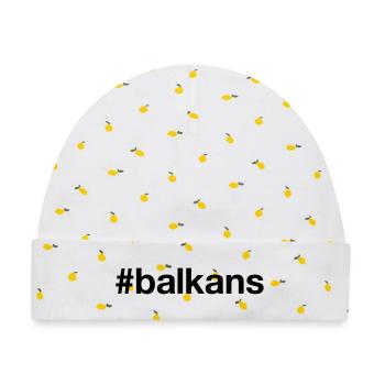 BALKANS Hashtag Balkan - Baby Premium Organic Mütze - Weiß/Zitronengelb - Vorne