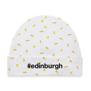 EDINBURGH Scotland Schottland - Baby Premium Organic Mütze - Weiß/Zitronengelb - Vorne