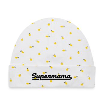 2541614 15919819 supermama - Baby Premium Organic Mütze - Weiß/Zitronengelb - Vorne