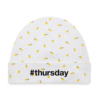 DONNERSTAG Hashtag thursday - Baby Premium Organic Mütze - Weiß/Zitronengelb - Vorne