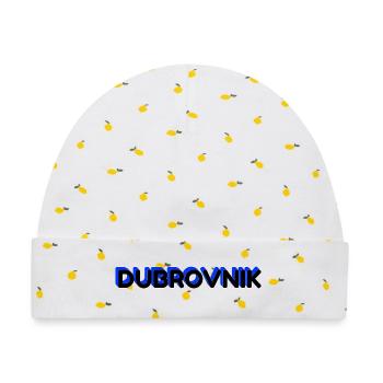 Dubrovnik Schriftzug im 3D-Design - Baby Premium Organic Mütze - Weiß/Zitronengelb - Vorne