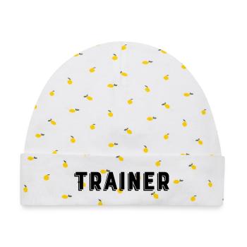 Trainer - Baby Premium Organic Mütze - Weiß/Zitronengelb - Vorne