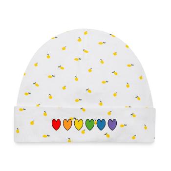 rainbow hearts - Baby Premium Organic Mütze - Weiß/Zitronengelb - Vorne