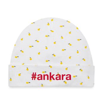 ANKARA Turkey Türkei Hashtag - Baby Premium Organic Mütze - Weiß/Zitronengelb - Vorne