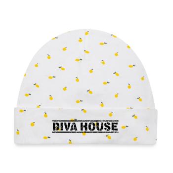 Diva House - Baby Premium Organic Mütze - Weiß/Zitronengelb - Vorne