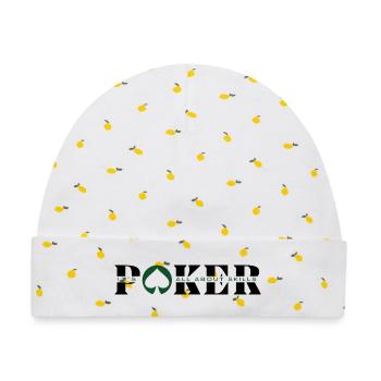 POKER IST EINE FRAGE DES KÖNNENS -Artikel Poker-Poker Mode - Baby Premium Organic Mütze - Weiß/Zitronengelb - Vorne