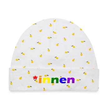 *innen Gendern - Baby Premium Organic Mütze - Weiß/Zitronengelb - Vorne