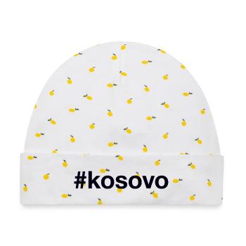 KOSOVO Hashtag - Baby Premium Organic Mütze - Weiß/Zitronengelb - Vorne