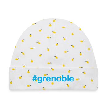 GRENOBLE Hashtag - Baby Premium Organic Mütze - Weiß/Zitronengelb - Vorne