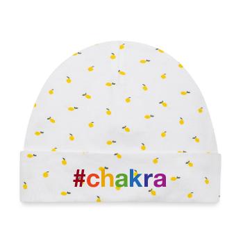 CHAKRA Hahstag - Baby Premium Organic Mütze - Weiß/Zitronengelb - Vorne
