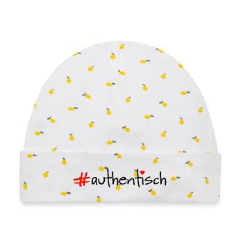 authentisch - Baby Premium Organic Mütze - Weiß/Zitronengelb - Vorne
