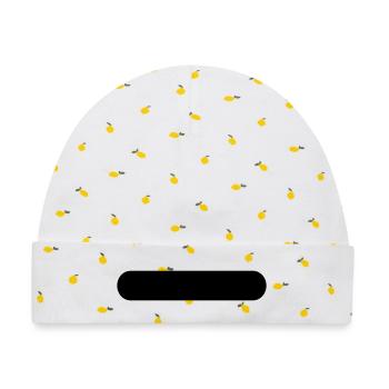 Button - Baby Premium Organic Mütze - Weiß/Zitronengelb - Vorne