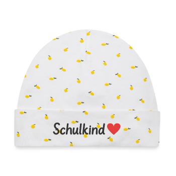 Schulkind - Baby Premium Organic Mütze - Weiß/Zitronengelb - Vorne