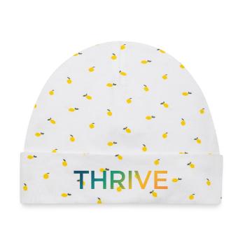 Thrive Gradient Schriftzug - Baby Premium Organic Mütze - Weiß/Zitronengelb - Vorne