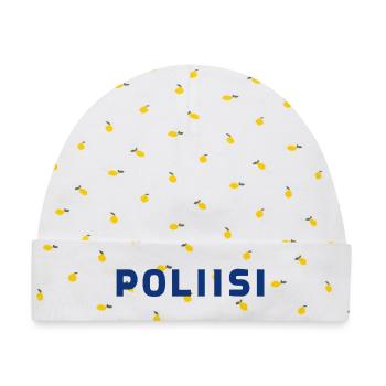 Polizei - Baby Premium Organic Mütze - Weiß/Zitronengelb - Vorne