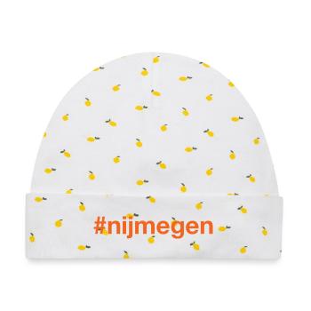 Nijmegen Netherlands - Baby Premium Organic Mütze - Weiß/Zitronengelb - Vorne