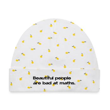 Beautiful People Are Bad At Maths Statement - Baby Premium Organic Mütze - Weiß/Zitronengelb - Vorne