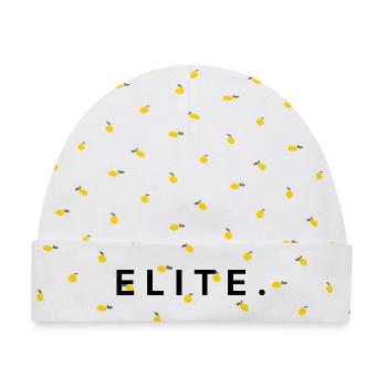 Style Elite Motivation - Baby Premium Organic Mütze - Weiß/Zitronengelb - Vorne