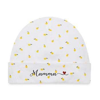 Mamma Herz Schriftzug - Baby Premium Organic Mütze - Weiß/Zitronengelb - Vorne