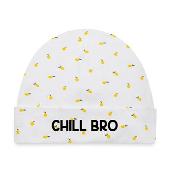 Chill Bro - Baby Premium Organic Mütze - Weiß/Zitronengelb - Vorne