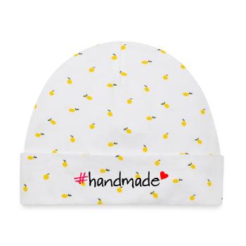 Handmade Hashtag Spruch T-Shirt - Baby Premium Organic Mütze - Weiß/Zitronengelb - Vorne