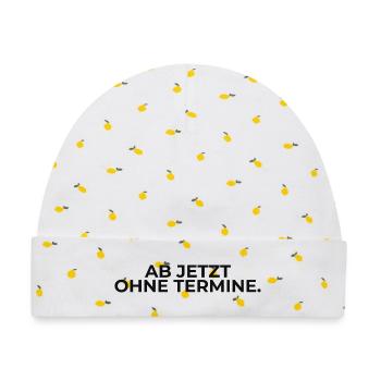 Ab jetzt ohne Termine – Statement - Baby Premium Organic Mütze - Weiß/Zitronengelb - Vorne