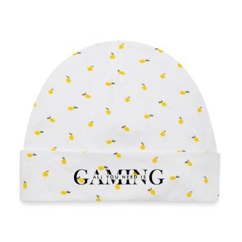 All You Need Is Gaming Design für Gamer Lifestyle - Baby Premium Organic Mütze - Weiß/Zitronengelb - Vorne