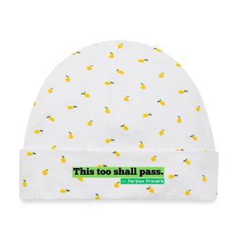 This Too Shall Pass Streetwear Zitat - Baby Premium Organic Mütze - Weiß/Zitronengelb - Vorne