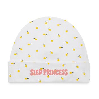Schlittenprinzessin - Baby Premium Organic Mütze - Weiß/Zitronengelb - Vorne