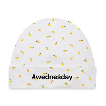 MITTWOCH Hashtag wednesday - Baby Premium Organic Mütze - Weiß/Zitronengelb - Vorne