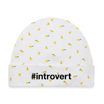 INTROVERT Hashtag - Baby Premium Organic Mütze - Weiß/Zitronengelb - Vorne