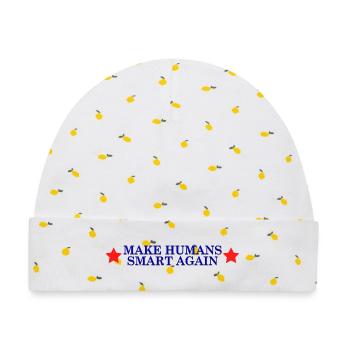 make humans smart again - Wahlslogan - Baby Premium Organic Mütze - Weiß/Zitronengelb - Vorne