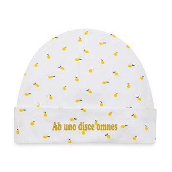 ab uno disce omnes Lateinisches Zitat Latein - Baby Premium Organic Mütze - Weiß/Zitronengelb - Vorne