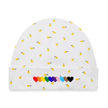 Regenbogen Herzen Pride - Baby Premium Organic Mütze - Weiß/Zitronengelb - Vorne