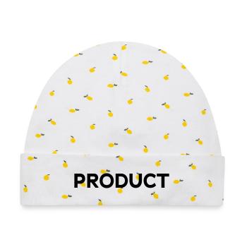 PRODUCT Design, Marke, Type, Typografie, Statement - Baby Premium Organic Mütze - Weiß/Zitronengelb - Vorne