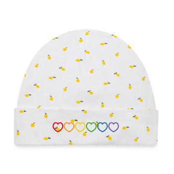 Regenbogenherzchen outline - Baby Premium Organic Mütze - Weiß/Zitronengelb - Vorne