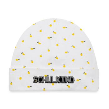 Schulkind Pixel - Baby Premium Organic Mütze - Weiß/Zitronengelb - Vorne